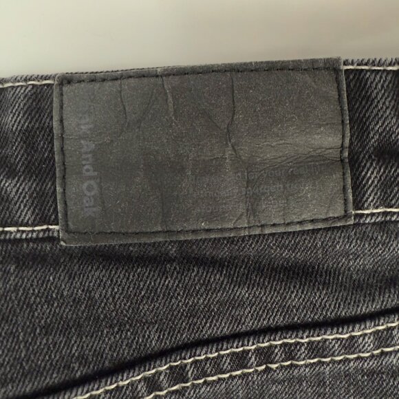 Frank & Oak The Nina Wide Leg High Rise Cropped Black Washed Charcoal Jeans 29 - Picture 3 of 7